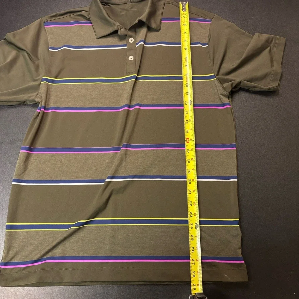 Nike Golf Men's Dri-Fit Striped Golf‎ Polo Size Medium Army Green